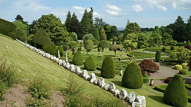 Drummond Castle, Crieff with quartz dyke to stop a bad ley line.