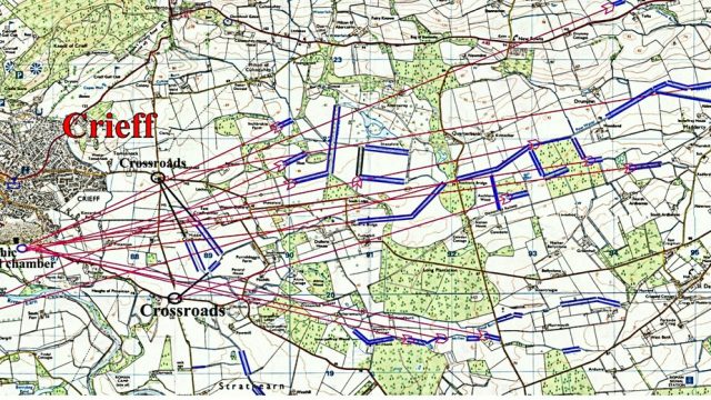 Pow streams near Crieff, aligned to Neolithic burial ground.