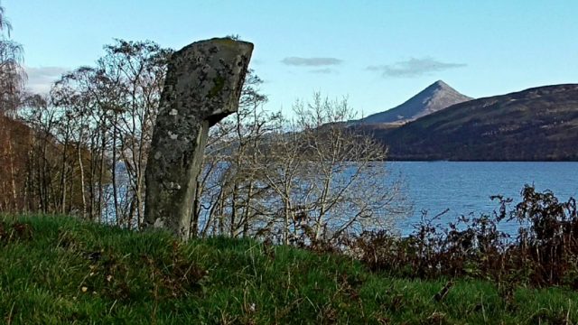 The chieftain, standing stone near Schiehallion transmits ley energy.